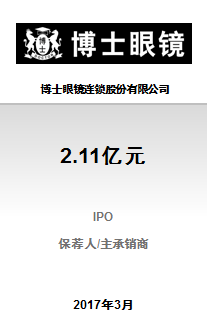 博士眼镜连锁股份有限公司2.11亿元IPO项目成功完成