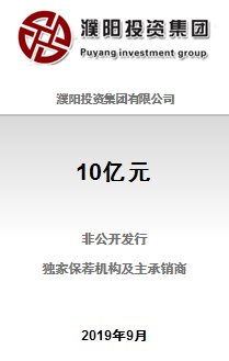 濮阳投资集团有限公司10亿元非公开发行2019年公司债券（第二期）成功完成发行